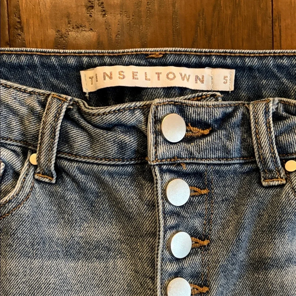 Tinseltown Light Blue High-Rise Button-Fly Jeans - Picture 3 of 4